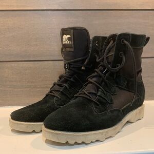 Sorel Womens OTM Caribou Lace Up Boot Black Sz 8.5 Waterproof Suede Casual Snow